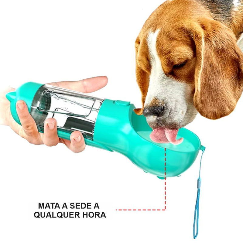 Garrafa de Água para Cães 4 em 1 | Hidratação, Petiscos e Limpeza em um só Acessório 🐾