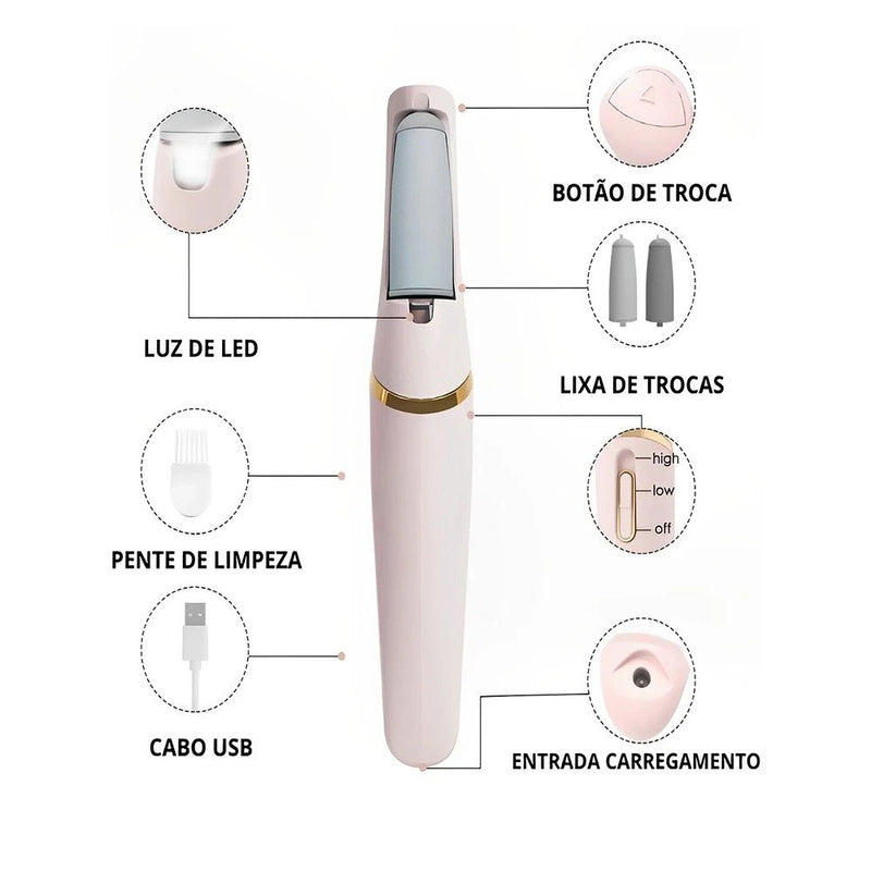 Lixador Elétrico de Pés DERMA PRO: Diga Adeus aos Calos e Rachaduras! ✨