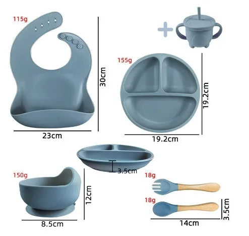 Conjunto de Alimentação em Silicone para Bebês - 8 Peças 🥣