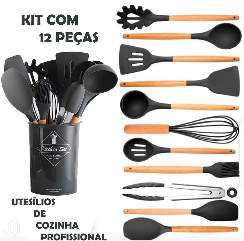 Kit de Utensílios de Cozinha com 12 Peças / BPA Free 🍴