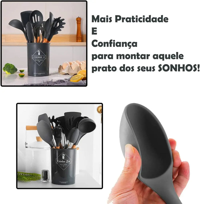 Kit de Utensílios de Cozinha com 12 Peças / BPA Free 🍴