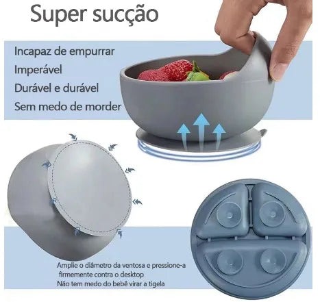 Conjunto de Alimentação em Silicone para Bebês - 8 Peças 🥣