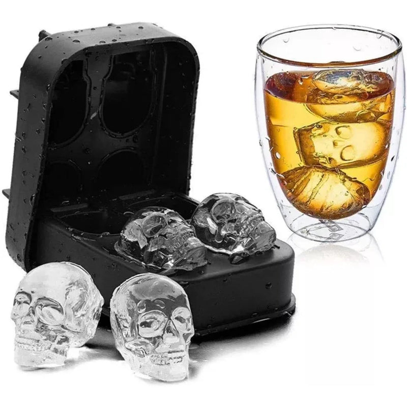 Forma de Gelo em Forma de Caveira - Seu Drink com Estilo! 💀